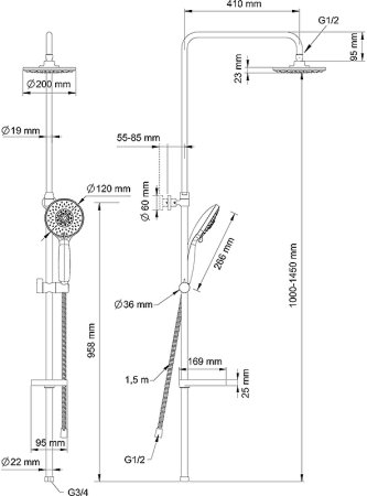 Душевая система Swedbe Calypso 5058 Хром 