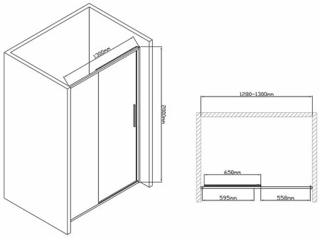 Душевая дверь Vincea Slim-U 130 VDS-2SU130CL профиль Хром стекло прозрачное 