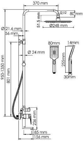 Душевая система WasserKRAFT A155.259.201.BG Золото матовое 
