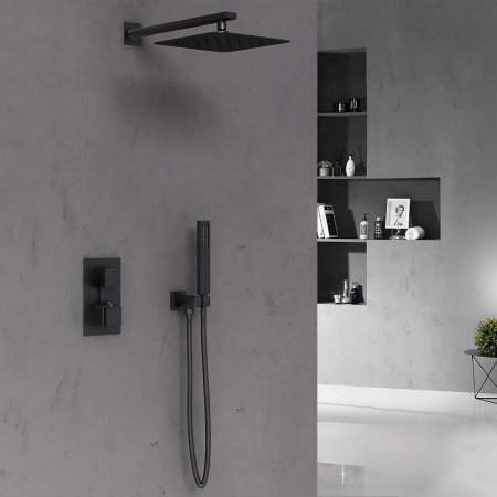 Душевая система Vincea VSFW-102TMB с термостатом Черная матовая 