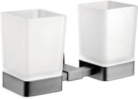 Стакан для ванной комнаты двойной BELZ B90408, вороненая сталь