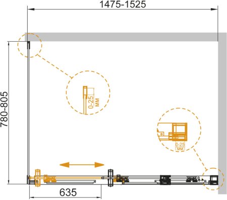 Душевой уголок Cezares Duet Soft AH 1 150/80 C Cr 