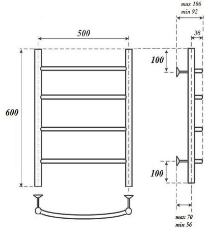 Электрический полотенцесушитель Point Афина PN04156BRE П4 500x600 левый/правый Бронза 