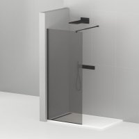 Душевая перегородка Cezares Liberta-L-1-120-120-GR-NERO стекло графит, кронштейн 120 см