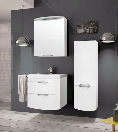 Зеркальный шкаф Style Line Жасмин 2 Люкс 60 ЛС-00000216 с подсветкой Белый 