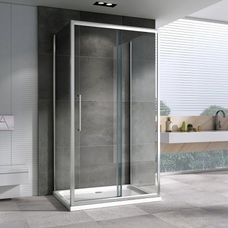 Душевой уголок Abber Schwarzer Diamant 100x80 AG30100H-S80-S80 профиль Хром стекло прозрачное 