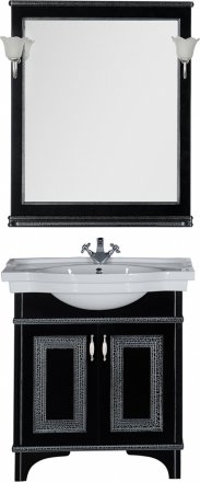 Мебель для ванной Aquanet Валенса 80 черный краколет/серебро 
