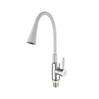 Смеситель для кухни с гибким изливом FASHUN A4053+B13, хром/белый