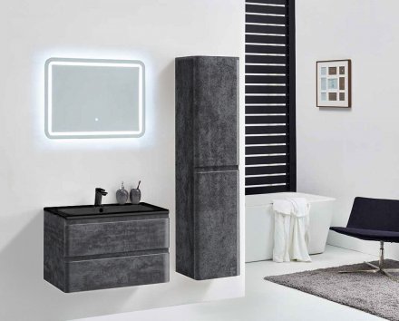 Мебель для ванной Vincea Alba 800 подвесная, 2 ящика, Stone (черная раковина) 