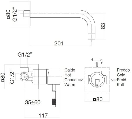 Смеситель для раковины Webert Rimini RI830605010, золото 