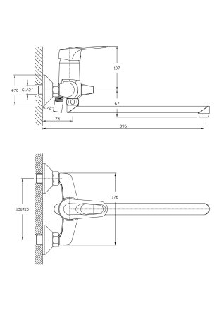 Смеситель для раковины длинный излив HAIBA HB2204-K 