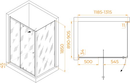 Душевой уголок RGW PA-44 (PA-02 + Z-050-1) 1200x900 