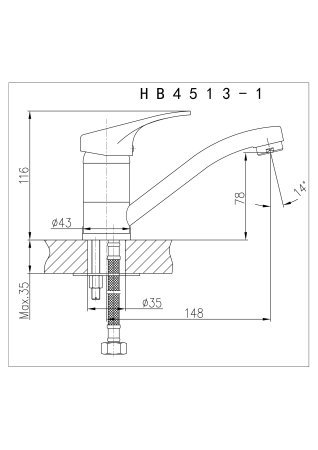 Смеситель для раковины HAIBA HB4507-2 хром 