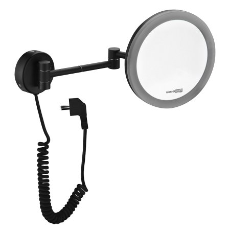 Косметическое зеркало WasserKRAFT K-1004BLACK с LED-подсветкой, с 3-х кратным увеличением 