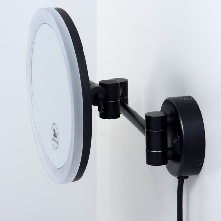 Косметическое зеркало WasserKRAFT K-1004BLACK с LED-подсветкой, с 3-х кратным увеличением 