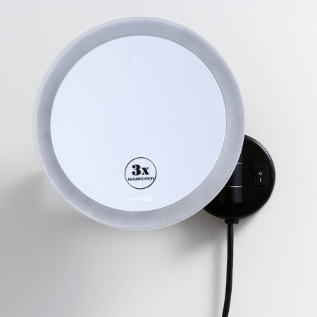 Косметическое зеркало WasserKRAFT K-1004BLACK с LED-подсветкой, с 3-х кратным увеличением 