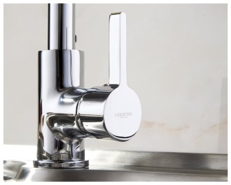 Смеситель Ledeme L4898-5 для кухонной мойки, хром/зеленый 