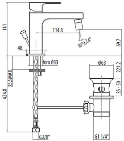 Смеситель для биде Gattoni Kubik 2563/25C0 Хром 