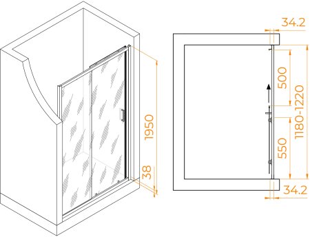 Душевая дверь RGW PA-14Gr 1200 