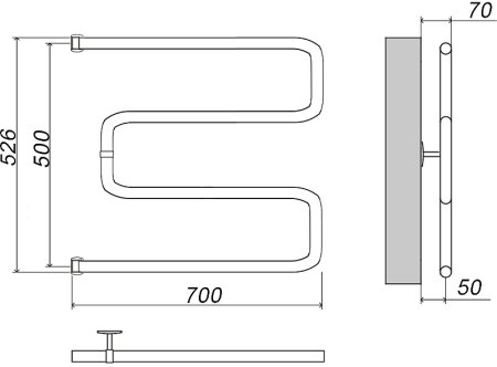 Водяной полотенцесушитель Grota Kamelo 500х700 Хром 