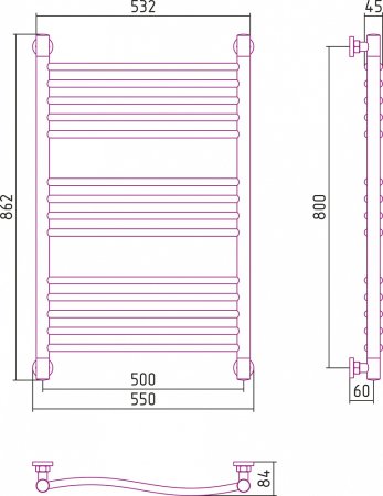 Полотенцесушитель водяной Сунержа Флюид+ 80x50 