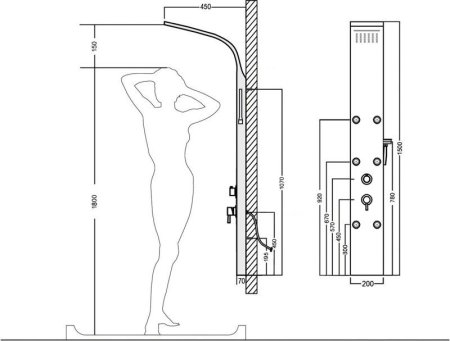 Душевая панель Aquanet Galaxy Black AP40-04 237439 Черный матовый 