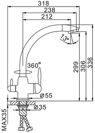 Смеситель для кухни Frap H99 F4399-8 Белый 