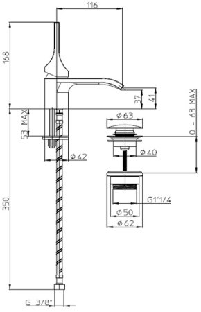 Смеситель для раковины Bossini Apice E89600.030 Хром 