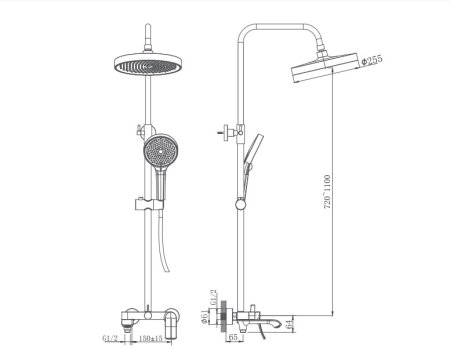 Душевая система HAIBA черный (HB24553-7) 