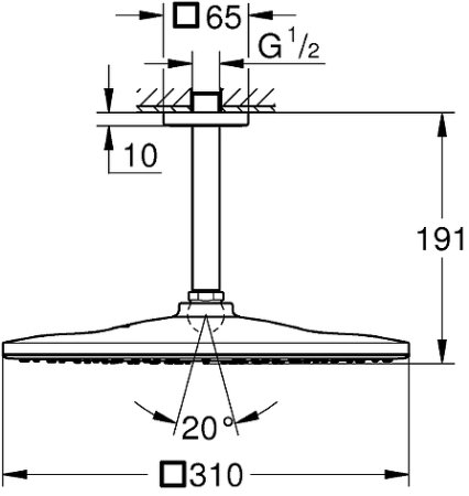 Верхний душ Grohe Rainshower Mono 310 Cube 26566A00 Темный графит глянец 