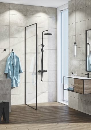 Душевая система Kludi Logo Dual Shower System 6808239-00 с термостатом Черная матовая 