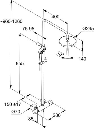 Душевая система Kludi Logo Dual Shower System 6808239-00 с термостатом Черная матовая 