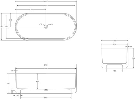 Прозрачная ванна ABBER Kristall AT9708Opal коричневая 
