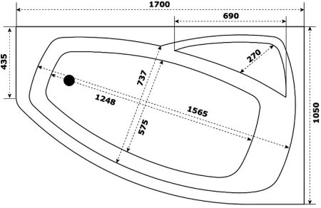 Акриловая ванна Creto Madison 170х105 R 22-1116 без гидромассажа 