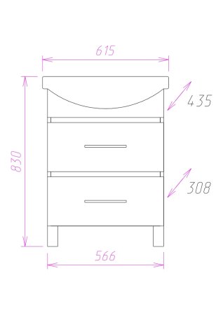 Тумба с раковиной Onika Дельта 60.13 