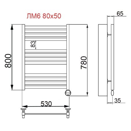Полотенцесушитель электрический Ника Modern ЛМ 6 80х50 черный 