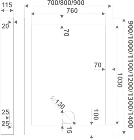 Акриловый поддон для душа Creto Olimpos 130х80 6-1015 Белый 