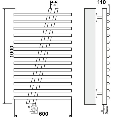 Полотенцесушитель электрический Ника Bamboo ЛБ7 100х60 