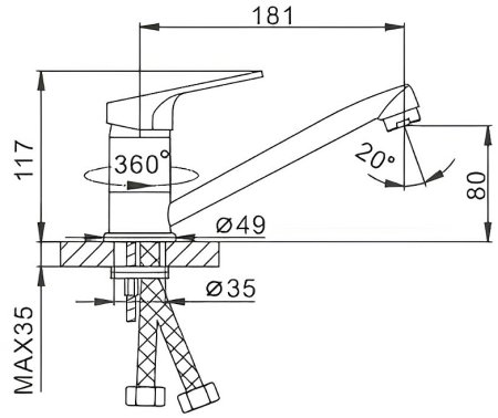 Смеситель для кухни Frap H16 F4516 Хром 