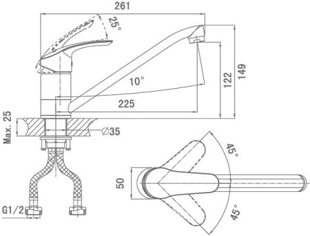 Смеситель для кухонной мойки D&K Wurzburg Bayern DA1112301 