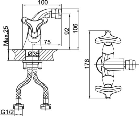 Смеситель D&K Hessen Goethe DA1382241 для биде 
