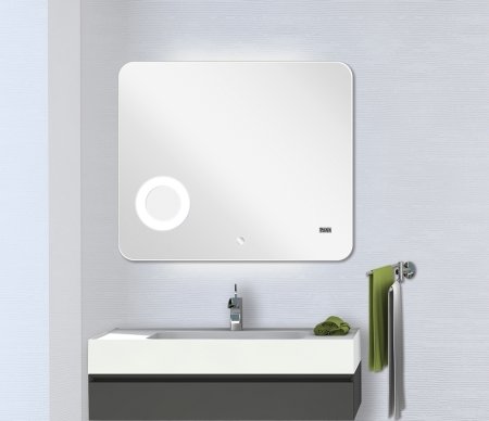 Зеркало Aquaton Элио 80 1A194102EO010 с подсветкой с сенсорным выключателем с подогревом с часами с увеличением 