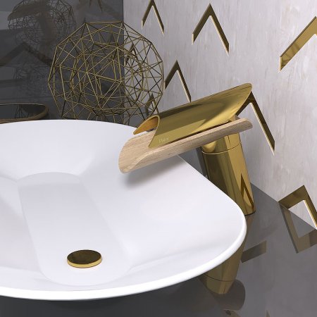 Смеситель для раковины Paini Morgana 73OP205LH Золото Светлый дуб 