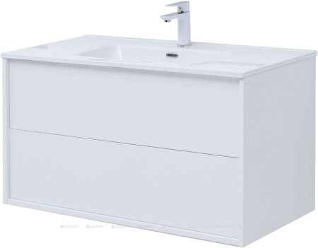 Тумба с раковиной Aquanet Lino 80 (Flat) белый глянец 
