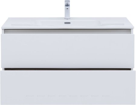 Тумба с раковиной Aquanet Lino 80 (Flat) белый глянец 