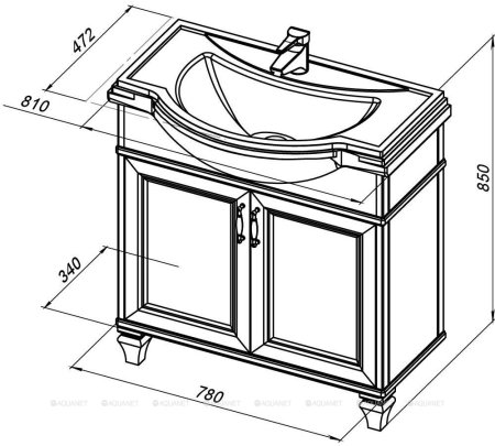 Тумба с раковиной Aquanet Валенса New (Классик) 80 белый 