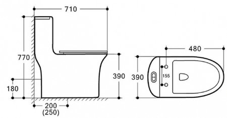 Унитаз моноблок Azario Luna AZ-1037 с бачком и сиденьем Микролифт 