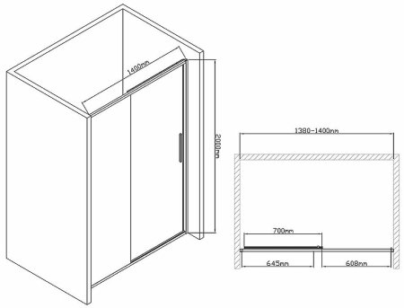 Душевая дверь Vincea Slim-U 140 VDS-2SU140CL профиль Хром стекло прозрачное 