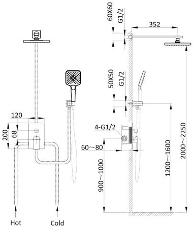 Душевая система Vincea Next VSFW-1N1CH Хром 