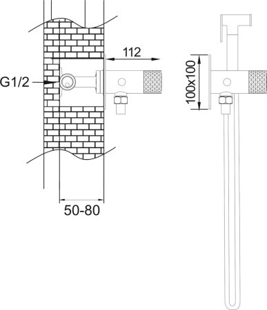 Гигиенический душ со смесителем Rose R225H, черный 